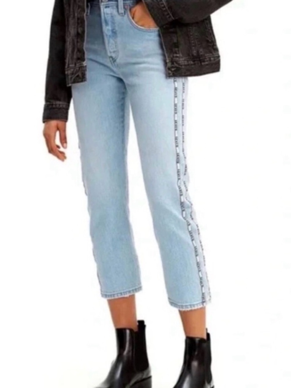 Levi's 501 Original Sport Stripe Cropped Jeans - Size 27x26 logo straight leg